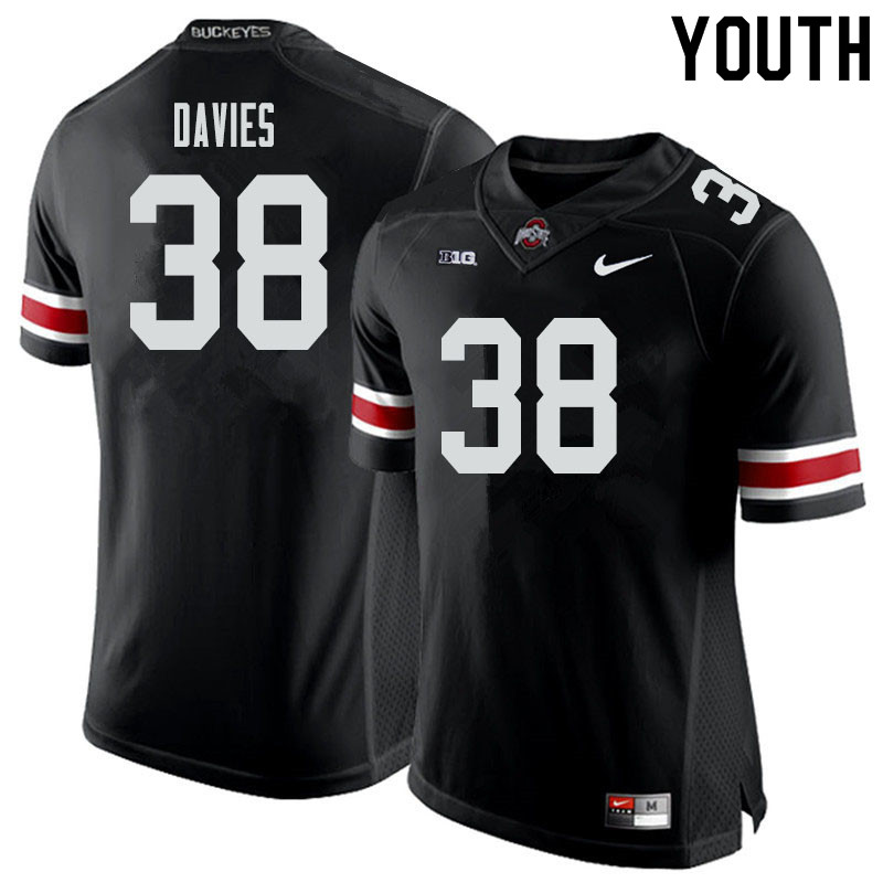 Ohio State Buckeyes Marvin Davies Youth #38 Black Authentic Stitched College Football Jersey